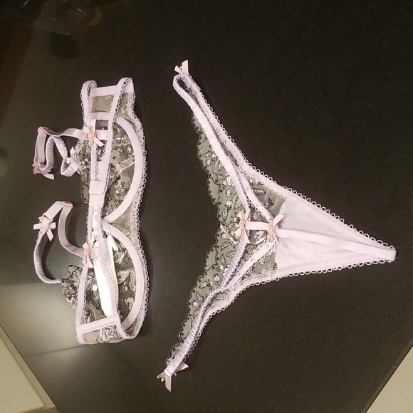 💕FOR LOVE AND LEMONS💕 Lorelei Underwire Bra SDD + Thong Panty Medium Lilac NWT - Picture 10 of 16